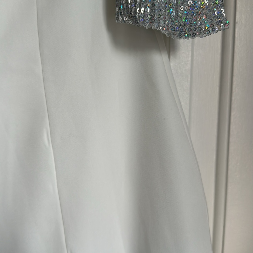 Club L London Sequin Off Shoulder White Mini Dress - Picture 7 of 11